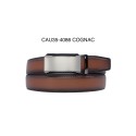 Ceinture automatique boucle crémaillère sans trous en croute de cuir de vachette 3.5 cm