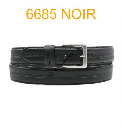 Ceinture en cuir de vachette fabrication francaise 6685 noir