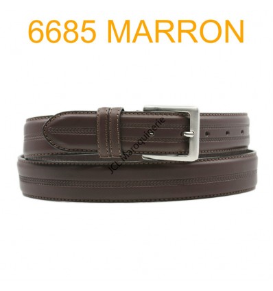 Ceinture en cuir de vachette fabrication francaise 6685 Marron