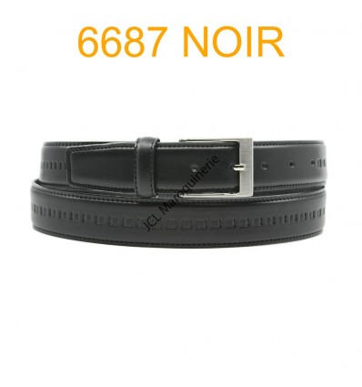 Ceinture en cuir de vachette fabrication francaise 6687 noir