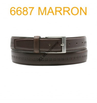 Ceinture en cuir de vachette fabrication francaise 6687 Marron