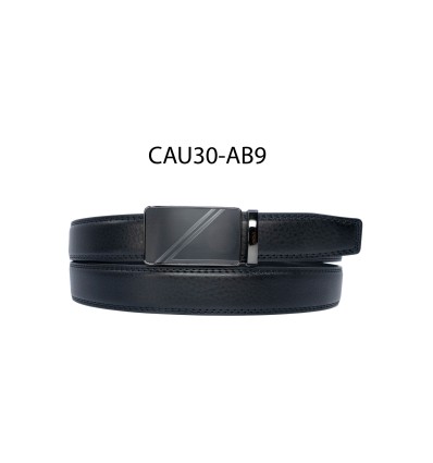 Ceinture automatique boucle crémaillère sans trous en croute de cuir de vachette 3 cm - 4