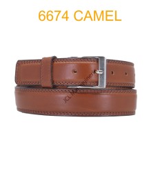 Ceinture en cuir de vachette fabrication francaise 6674 Camel