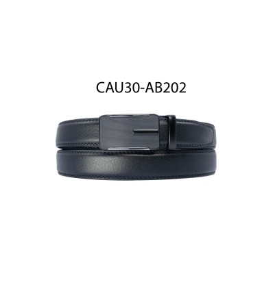 Ceinture automatique boucle crémaillère sans trous en croute de cuir de vachette 3 cm - 4