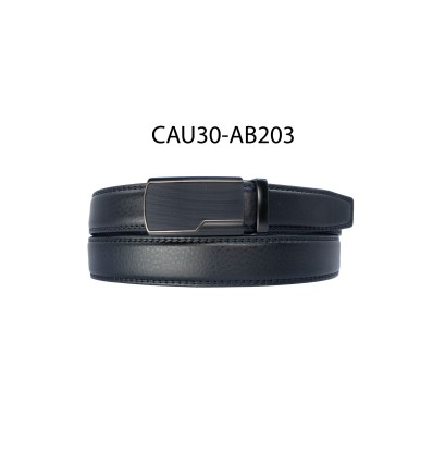 Ceinture automatique boucle crémaillère sans trous en croute de cuir de vachette 3 cm - 4
