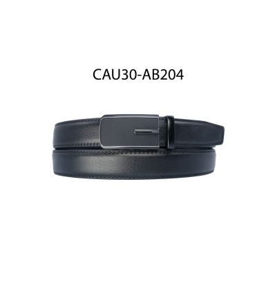 Ceinture automatique boucle crémaillère sans trous en croute de cuir de vachette 3 cm - 4