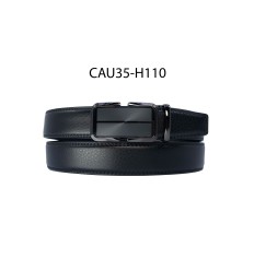 Ceinture automatique boucle crémaillère sans trous en croute de cuir de vachette 3.5 cm - 4