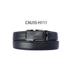 Ceinture automatique boucle crémaillère sans trous en croute de cuir de vachette 3.5 cm - 4