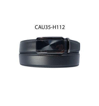 Ceinture automatique boucle crémaillère sans trous en croute de cuir de vachette 3.5 cm - 4