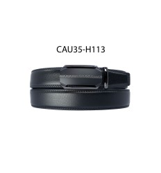 Ceinture automatique boucle crémaillère sans trous en croute de cuir de vachette 3.5 cm - 4