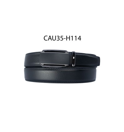 Ceinture automatique boucle crémaillère sans trous en croute de cuir de vachette 3.5 cm - 4