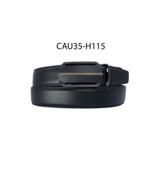 Ceinture automatique boucle crémaillère sans trous en croute de cuir de vachette 3.5 cm - 4