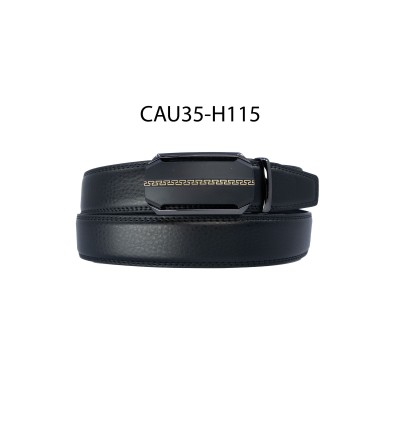 Ceinture automatique boucle crémaillère sans trous en croute de cuir de vachette 3.5 cm - 4