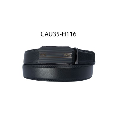 Ceinture automatique boucle crémaillère sans trous en croute de cuir de vachette 3.5 cm - 4