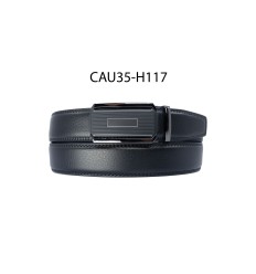 Ceinture automatique boucle crémaillère sans trous en croute de cuir de vachette 3.5 cm - 4