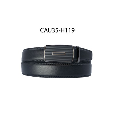 Ceinture automatique boucle crémaillère sans trous en croute de cuir de vachette 3.5 cm - 4