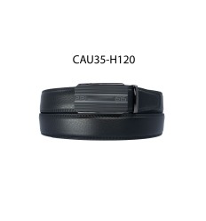 Ceinture automatique boucle crémaillère sans trous en croute de cuir de vachette 3.5 cm - 4
