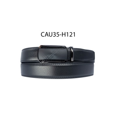 Ceinture automatique boucle crémaillère sans trous en croute de cuir de vachette 3.5 cm - 4