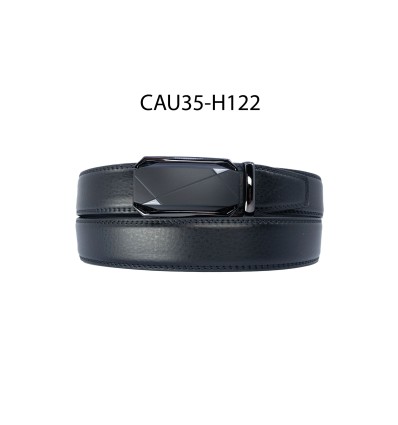 Ceinture automatique boucle crémaillère sans trous en croute de cuir de vachette 3.5 cm - 4