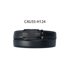 Ceinture automatique boucle crémaillère sans trous en croute de cuir de vachette 3.5 cm - 4