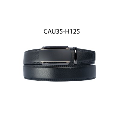 Ceinture automatique boucle crémaillère sans trous en croute de cuir de vachette 3.5 cm - 4