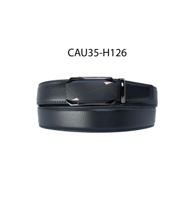 Ceinture automatique boucle crémaillère sans trous en croute de cuir de vachette 3.5 cm - 4