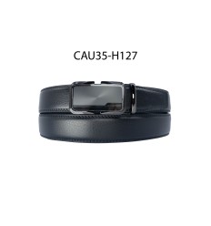Ceinture automatique boucle crémaillère sans trous en croute de cuir de vachette 3.5 cm - 4