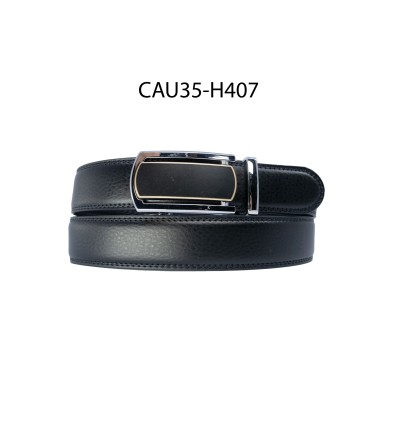 Ceinture automatique boucle crémaillère sans trous en croute de cuir de vachette 3.5 cm - 4