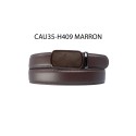 Ceinture automatique boucle crémaillère sans trous en croute de cuir de vachette 3.5 cm