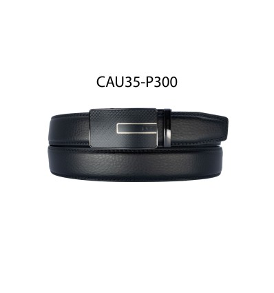 Ceinture automatique boucle crémaillère sans trous en croute de cuir de vachette 3.5 cm - 4