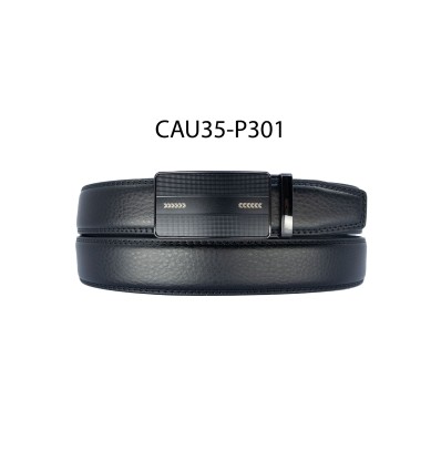 Ceinture automatique boucle crémaillère sans trous en croute de cuir de vachette 3.5 cm - 4
