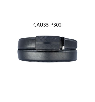Ceinture automatique boucle crémaillère sans trous en croute de cuir de vachette 3.5 cm - 4
