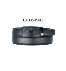 Ceinture automatique boucle crémaillère sans trous en croute de cuir de vachette 3.5 cm - 4