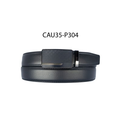 Ceinture automatique boucle crémaillère sans trous en croute de cuir de vachette 3.5 cm - 4