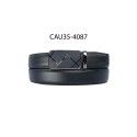 Ceinture automatique boucle crémaillère sans trous en croute de cuir de vachette 3.5 cm
