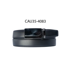 Ceinture automatique boucle crémaillère sans trous en croute de cuir de vachette 3.5 cm - 4