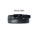 Ceinture automatique boucle crémaillère sans trous en croute de cuir de vachette 3.5 cm
