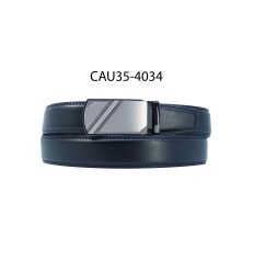 Ceinture automatique boucle crémaillère sans trous en croute de cuir de vachette 3.5 cm - 4