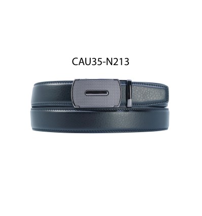 Ceinture automatique boucle crémaillère sans trous en croute de cuir de vachette 3.5 cm - 4