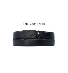 Ceinture automatique boucle crémaillère sans trous en croute de cuir de vachette 3.5 cm - 4