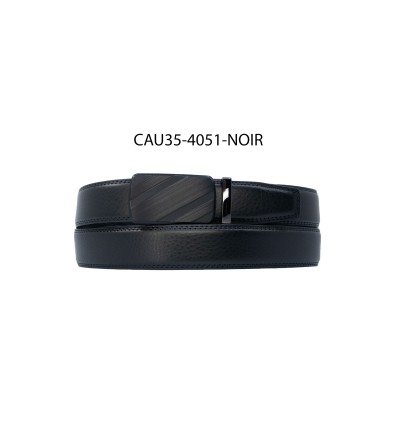 Ceinture automatique boucle crémaillère sans trous en croute de cuir de vachette 3.5 cm - 4