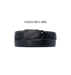 Ceinture automatique boucle crémaillère sans trous en croute de cuir de vachette 3.5 cm - 4