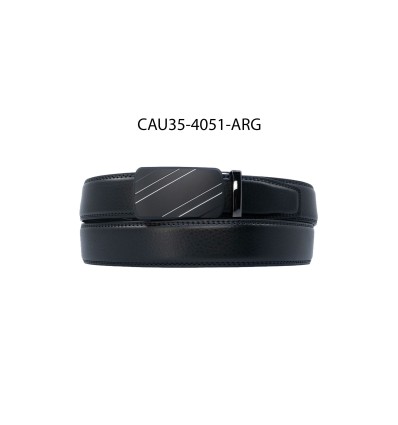 Ceinture automatique boucle crémaillère sans trous en croute de cuir de vachette 3.5 cm - 4