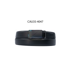 Ceinture automatique boucle crémaillère sans trous en croute de cuir de vachette 3.5 cm - 4