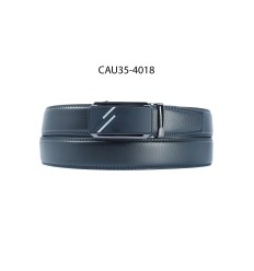 Ceinture automatique boucle crémaillère sans trous en croute de cuir de vachette 3.5 cm - 4