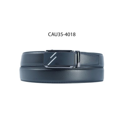 Ceinture automatique boucle crémaillère sans trous en croute de cuir de vachette 3.5 cm - 4