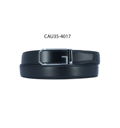 Ceinture automatique boucle crémaillère sans trous en croute de cuir de vachette 3.5 cm - 4
