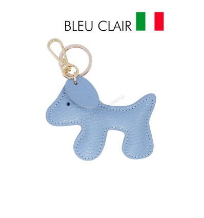 Porte de clé en cuir de vachette forme chien Fabriqué en Italie - 1