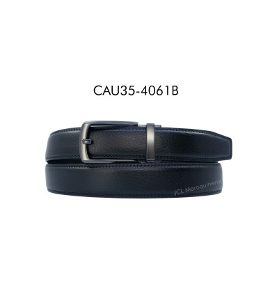 Ceinture automatique boucle crémaillère sans trous en croute de cuir de vachette 3.5 cm - 3