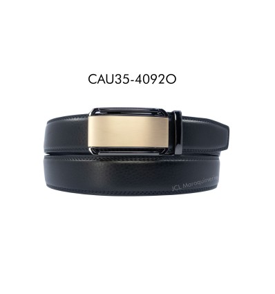 Ceinture automatique boucle crémaillère sans trous en croute de cuir de vachette 3.5 cm - 4